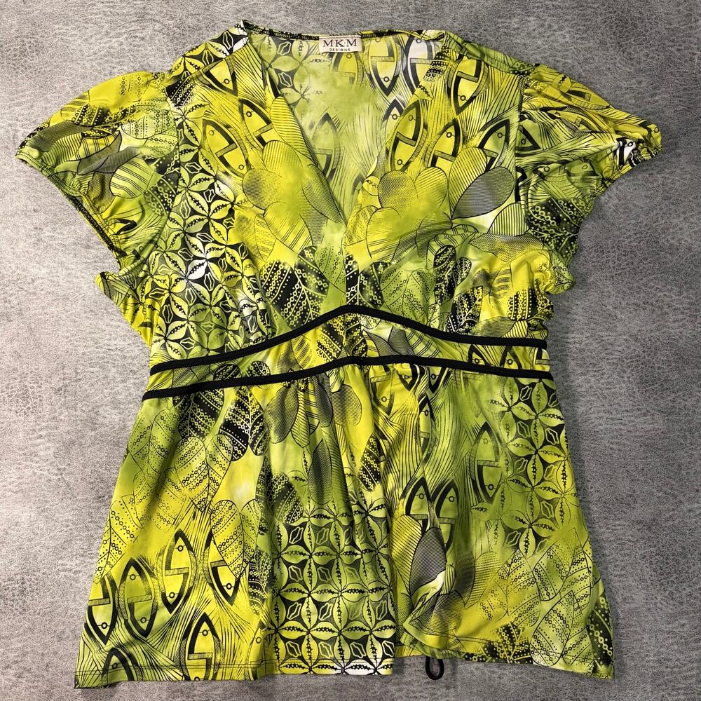 Vintage Green Floral Print Tie Back Blouse